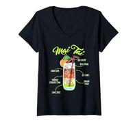Mujer MAI Tai Receta Traje para Barman Fiestas de Vacaciones de Barman Camiseta Cuello V