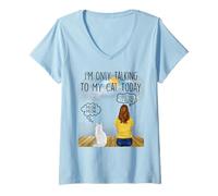 Mujer Maine Coon Cat I'm OLY Talking To My Cat Today Cats Lovers Camiseta Cuello V
