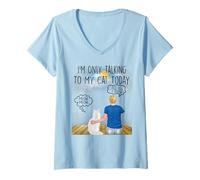Mujer Maine Coon Cat I'm Only Talking To My Cat Today Cats Lovers Camiseta Cuello V