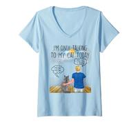 Mujer Maine Coon Cat I'm Only Talking To My Cat Today Cats Lovers Camiseta Cuello V