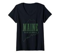 Mujer Maine: La Forma de Vivir debería ser Pine Tree State Map Pride Camiseta Cuello V