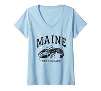 Mujer Maine Nueva Inglaterra Langosta Souvenir Pride Vintage Camiseta Cuello V