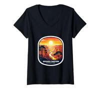 Mujer Majestuoso Parque Nacional del Gran Cañón Ilustración de puesta Camiseta Cuello V