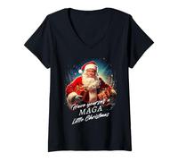 Mujer Make Christmas Great Again - Trump Santa Funny Graphic Camiseta Cuello V