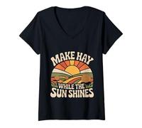 Mujer Make Hay While The Sun Shines Cotizaciones optimistas |- Camiseta Cuello V