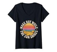 Mujer Make Hay While The Sun Shines Cotizaciones optimistas - Camiseta Cuello V
