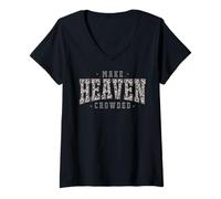 Mujer Make Heaven Crowded Christian Camo Fe Adoración Oración Camiseta Cuello V