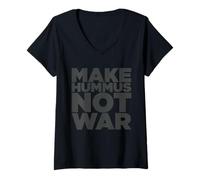 Mujer Make Hummus Not War - Peace Middle East Foodie Vegan Camiseta Cuello V