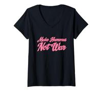 Mujer Make Hummus Not War - Peace Middle East Foodie Vegan Camiseta Cuello V