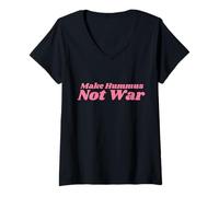 Mujer Make Hummus Not War - Peace Middle East Foodie Vegan Camiseta Cuello V