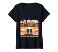 Mujer Make Memories Not Content Funny Friends - Regalo para Exteriores Camiseta Cuello V
