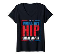 Mujer Make My Hip Great Again Divertida Cirugía de Reemplazo Camiseta Cuello V