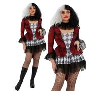 Mujer Mal Bufón Disfraz Adulto Halloween Disfraz Payaso Siniestro Burlesque