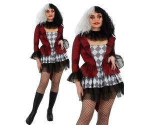 Mujer Mal Bufón Disfraz Adulto Halloween Disfraz Payaso Siniestro Burlesque