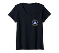 Mujer Mal de Ojo Azul con símbolo de protección mística para Hombres y Mujeres Camiseta Cuello V