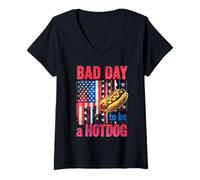 Mujer Mal día para ser un Hot Dog Divertido Camiseta Cuello V