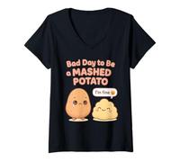 Mujer Mal día para ser una Cena de Acción de Gracias de puré de Papas Camiseta Cuello V