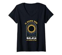 Mujer Málaga España Eclipse Solar Total Agosto 2, 2027 Recuerdos Camiseta Cuello V