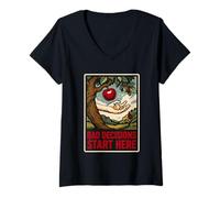 Mujer Malas Decisiones: Humor Tentación Retro del Edén Camiseta Cuello V