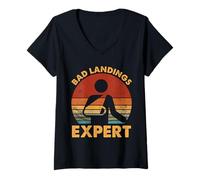 Mujer Malas muletas de recuperación de piernas rotas de Aterrizaje Fundido Experto en Humor Camiseta Cuello V