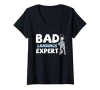 Mujer Malas muletas de recuperación de piernas rotas de Aterrizaje Fundido Experto en Humor Camiseta Cuello V