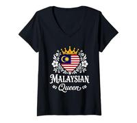 Mujer Malaysian Queen Malaysia Flag Proud Malaysian Woman Camiseta Cuello V