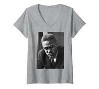 Mujer Malcolm X Activista de Derechos Humanos en Reino Unido 1965 Camiseta Cuello V