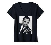 Mujer Malcolm X Presidente Activista de Derechos Humanos en 1965 Camiseta Cuello V