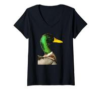 Mujer Mallard Green Head Aves acuáticas Pato Birder Wildlife Camiseta Cuello V