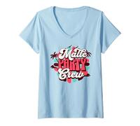 Mujer Malle Party Crew Mallorca - Traje de Vacaciones para Mujer y Hombre Camiseta Cuello V