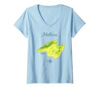 Mujer Mallorca Mapa - Palma Isla Balear Camiseta Cuello V