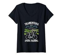 Mujer Mallorca Tramuntana Primavera Bicicleta Ciclismo Bicicletas Ciclista Camiseta Cuello V
