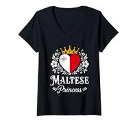 Mujer Maltese Princess Malta Flag Proud Maltese Girl Camiseta Cuello V