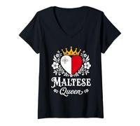 Mujer Maltese Queen Malta Flag Proud Maltese Woman Camiseta Cuello V