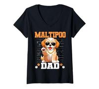 Mujer Maltipoo Dad for Men Cool Dog con Gafas de Sol Maltipoo Camiseta Cuello V