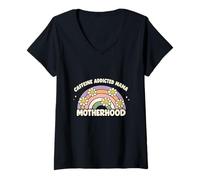 Mujer Mamá adicta a la cafeína Divertido Dicho día de la Madre Camiseta Cuello V