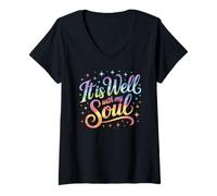 Mujer Mamá Bien con MI Alma Salud Mental Conciencia de la ansiedad Camiseta Cuello V