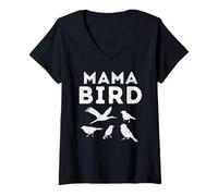 Mujer Mama Bird Watcher Camiseta Cuello V