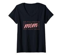 Mujer Mamá cansada fuerte café alimentado magia haciendo Camiseta Cuello V