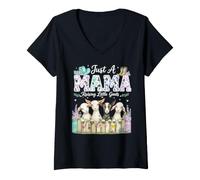 Mujer mamá criando cabritas Camiseta Cuello V