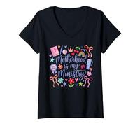 Mujer Mamá Cristiana Mamá La Maternidad Es Mi Ministerio Jesús Señor Dios Camiseta Cuello V