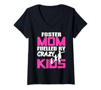 Mujer Mamá de acogida llena de locura y amor Camiseta Cuello V
