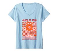 Mujer Mamá de Dos Hijos: Todos los días es el Día de la Madre (gráfico Retro) Camiseta Cuello V