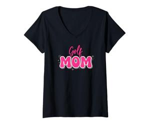 Mujer Mamá de Golf en Letras Divertidas de Burbujas Camiseta Cuello V