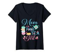 Mujer Mamá de la Familia Par-Tea Girl Time to Par Tea Matching Camiseta Cuello V