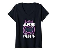 Mujer Mamá de una Cabra Alpina británica Camiseta Cuello V
