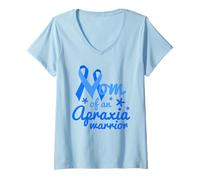 Mujer Mamá de una guerrera de Apraxia para Mujeres con lesión Camiseta Cuello V