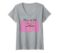 Mujer Mamá Del Cumpleaños Niño Fútbol Mamá Mamá Rosa Coqueta Arco Camiseta Cuello V