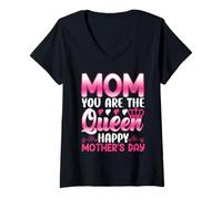 Mujer Mamá Eres la Reina Día de la Madre Mamá Mamá Madre Cita Camiseta Cuello V