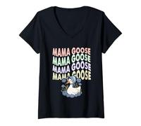 Mujer Mama Goose Colores Pastel Con Flores Camiseta Cuello V